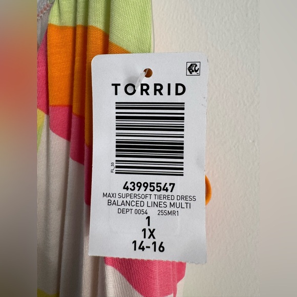 Torrid Tiered Maxi Dress Vibrant Multicolor Women’s Plus size 1X NEW Vacation - Picture 11 of 11